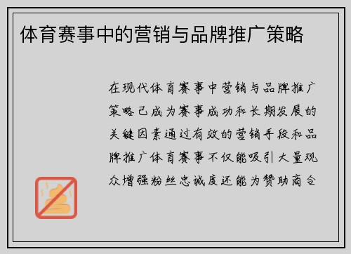 体育赛事中的营销与品牌推广策略